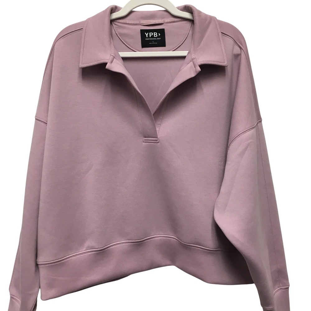 YPB Abercrombie & Fitch Relaxed Cropped Polo Sweatshirt Women's Large Pink